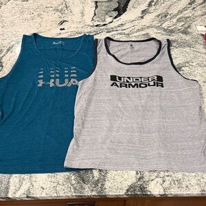 Under Armour Teal and Gray Tank Tops